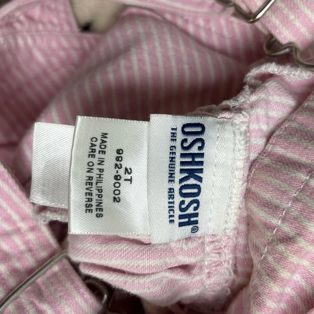 Vintage OshKosh B’gosh Pink Striped Overall Dress 2T Y2K Seersucker Skirtalls